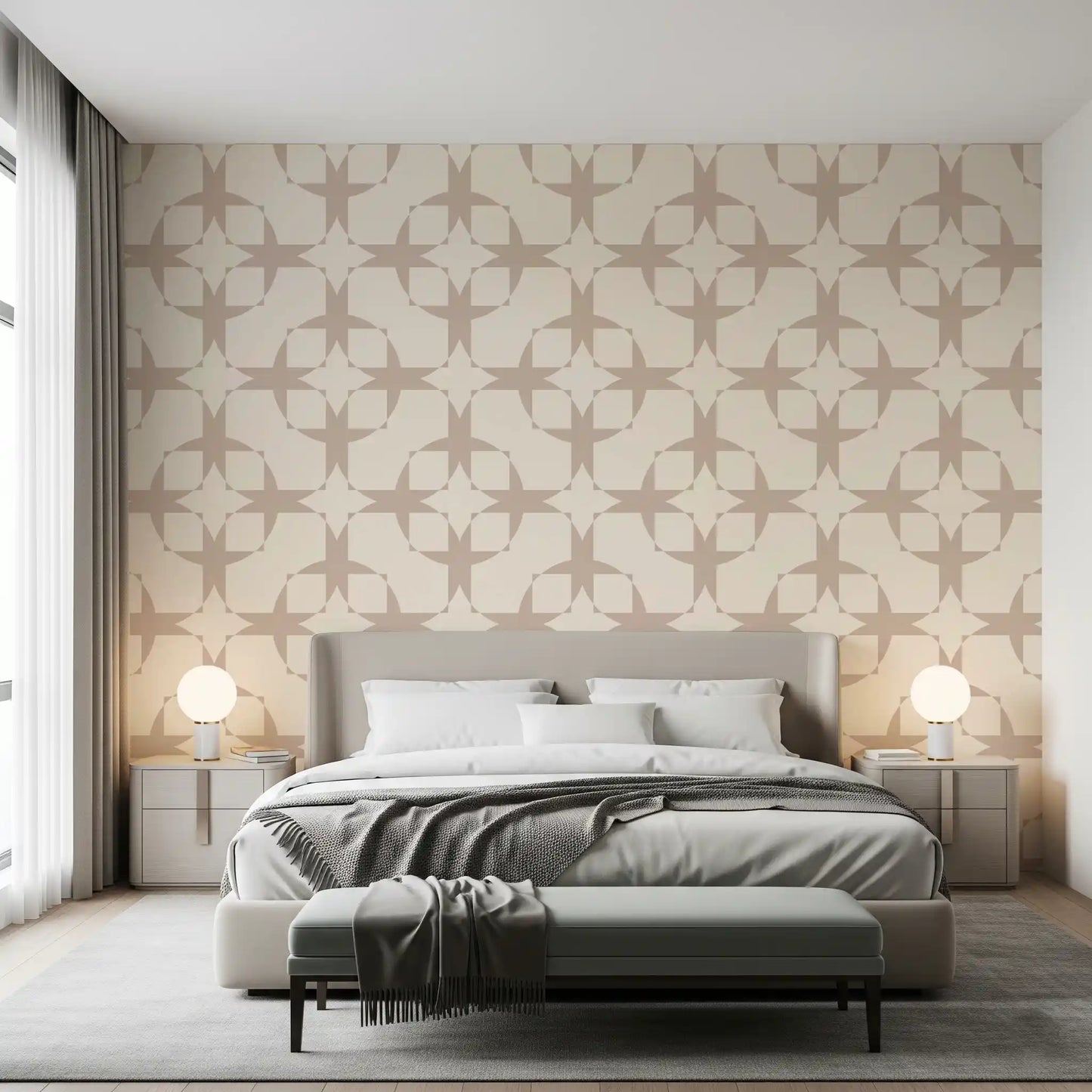 Geometric Intersection Cream Wallpaper⁠