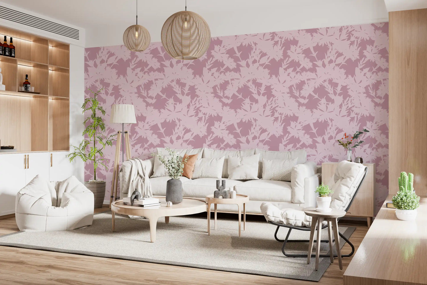 Blush Botanical Silhouette Wallpaper⁠