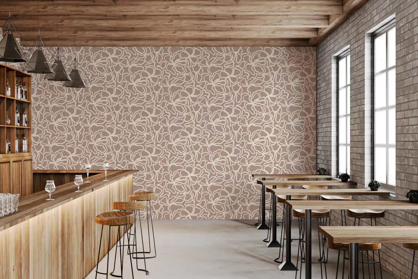 Soft Fluid Botanical Shapes Wallpaper⁠