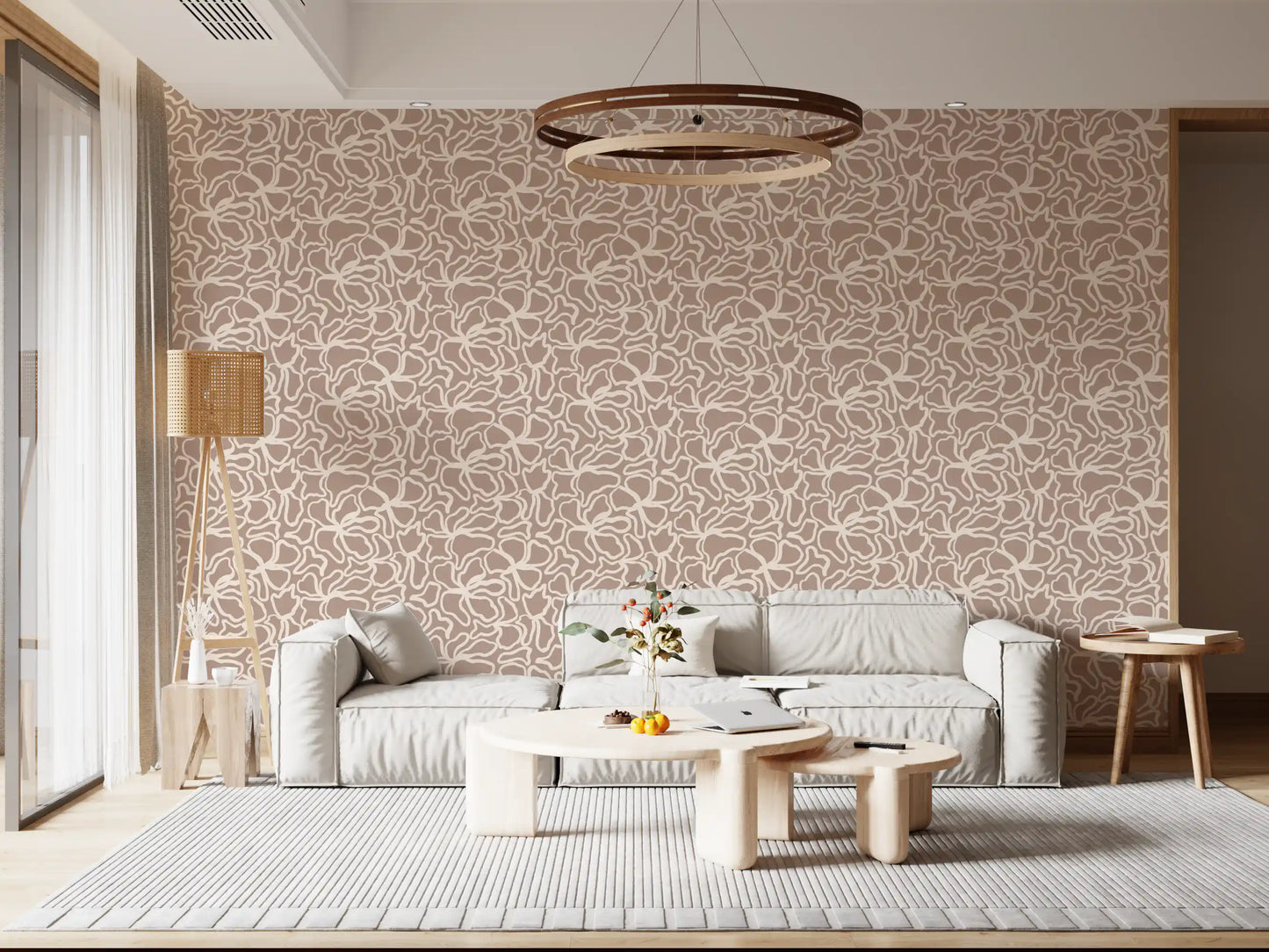 Soft Fluid Botanical Shapes Wallpaper⁠