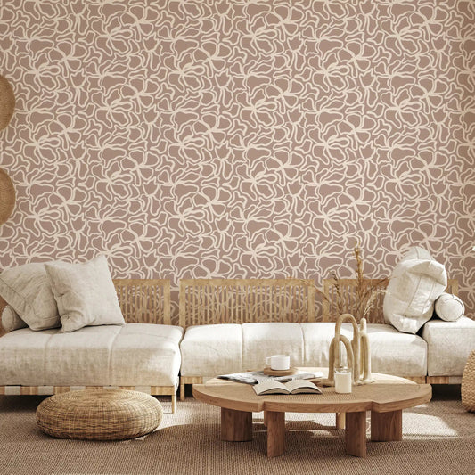 Living room backdrop of Soft Fluid Botanical Shapes wallpaper GD12013