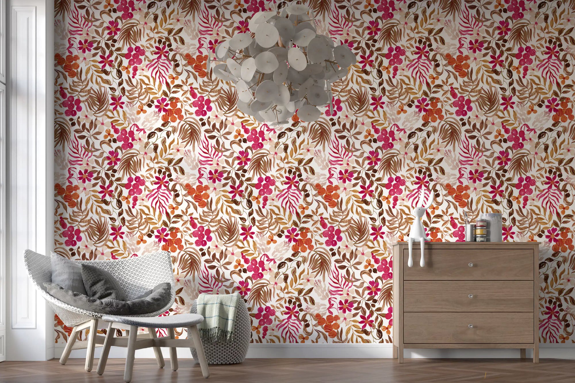 Bohemian Painted Botanical Flora Wallpaper⁠