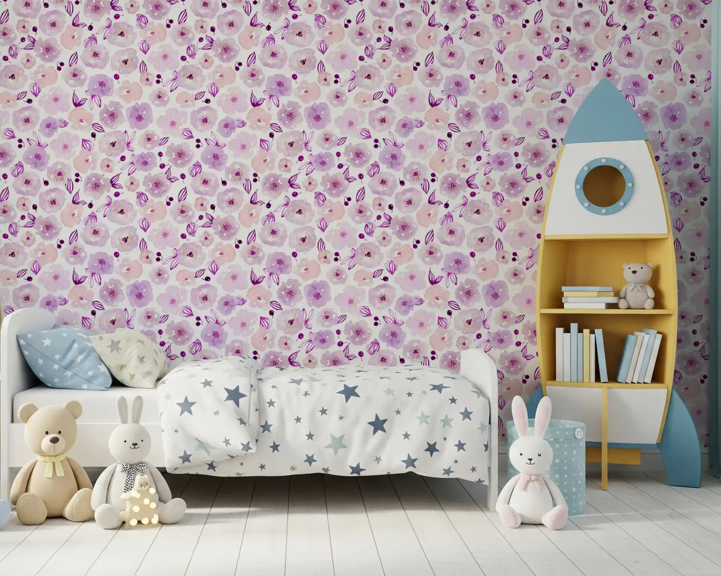 Soft Lavender Watercolor Petals Wallpaper⁠