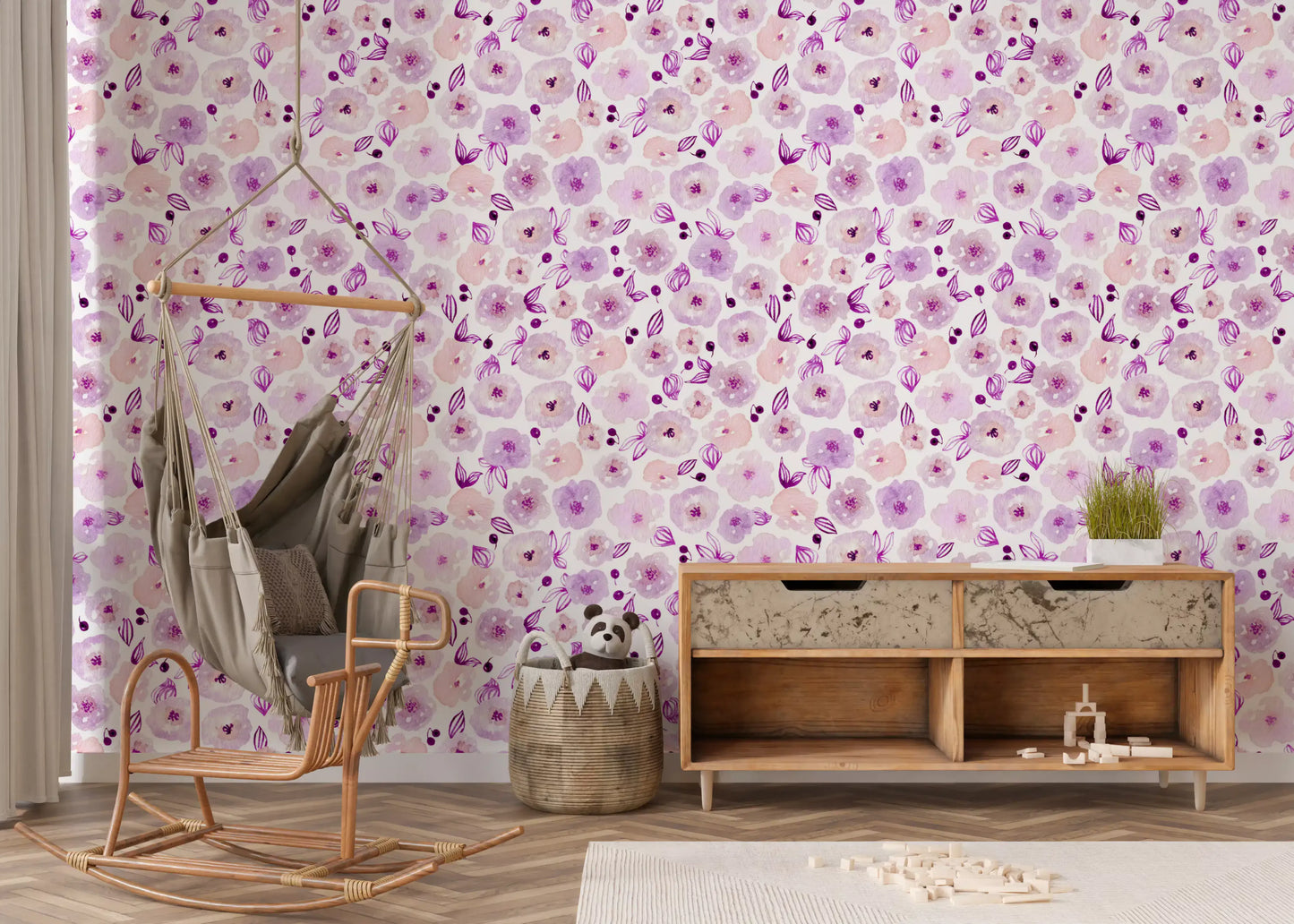 Soft Lavender Watercolor Petals Wallpaper⁠