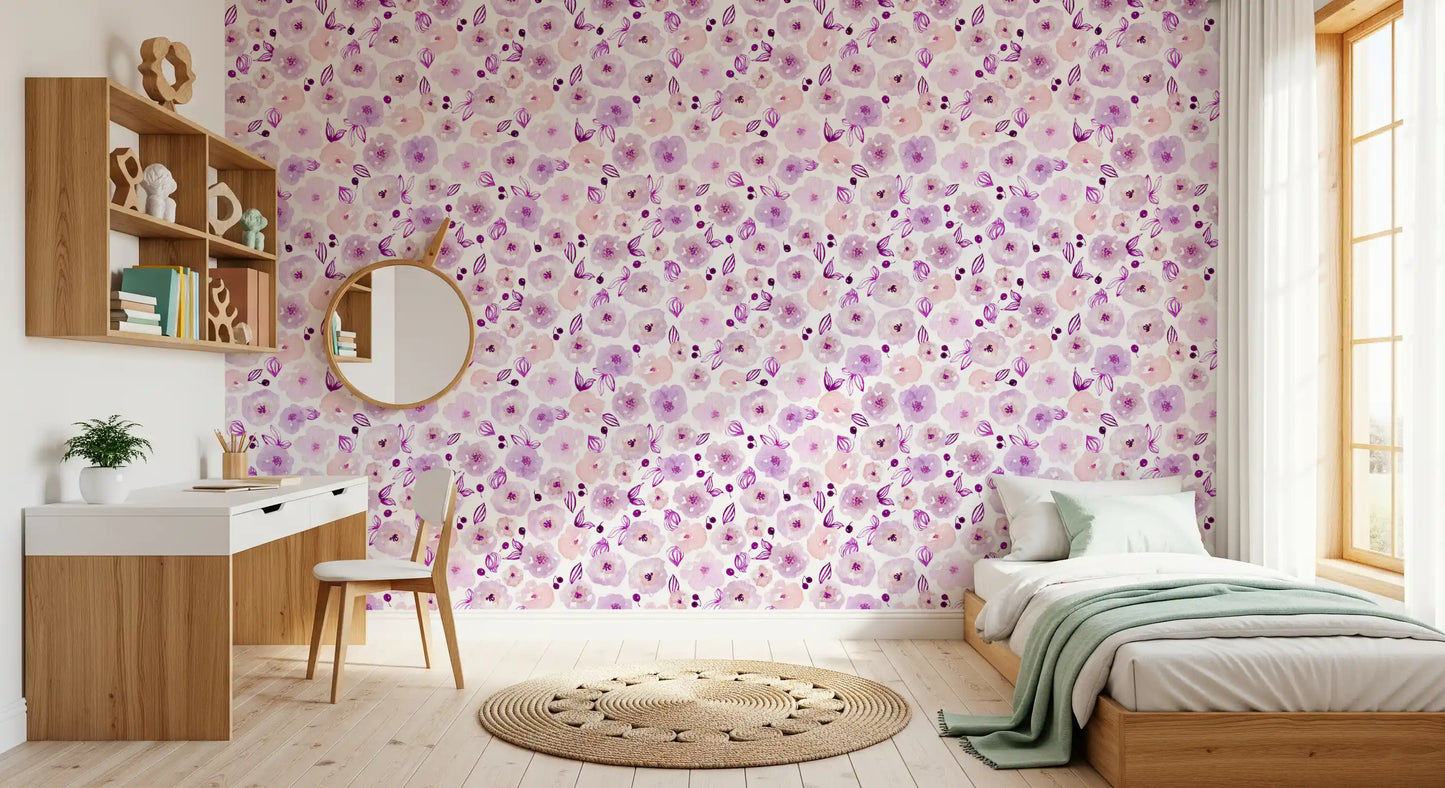 Soft Lavender Watercolor Petals Wallpaper⁠