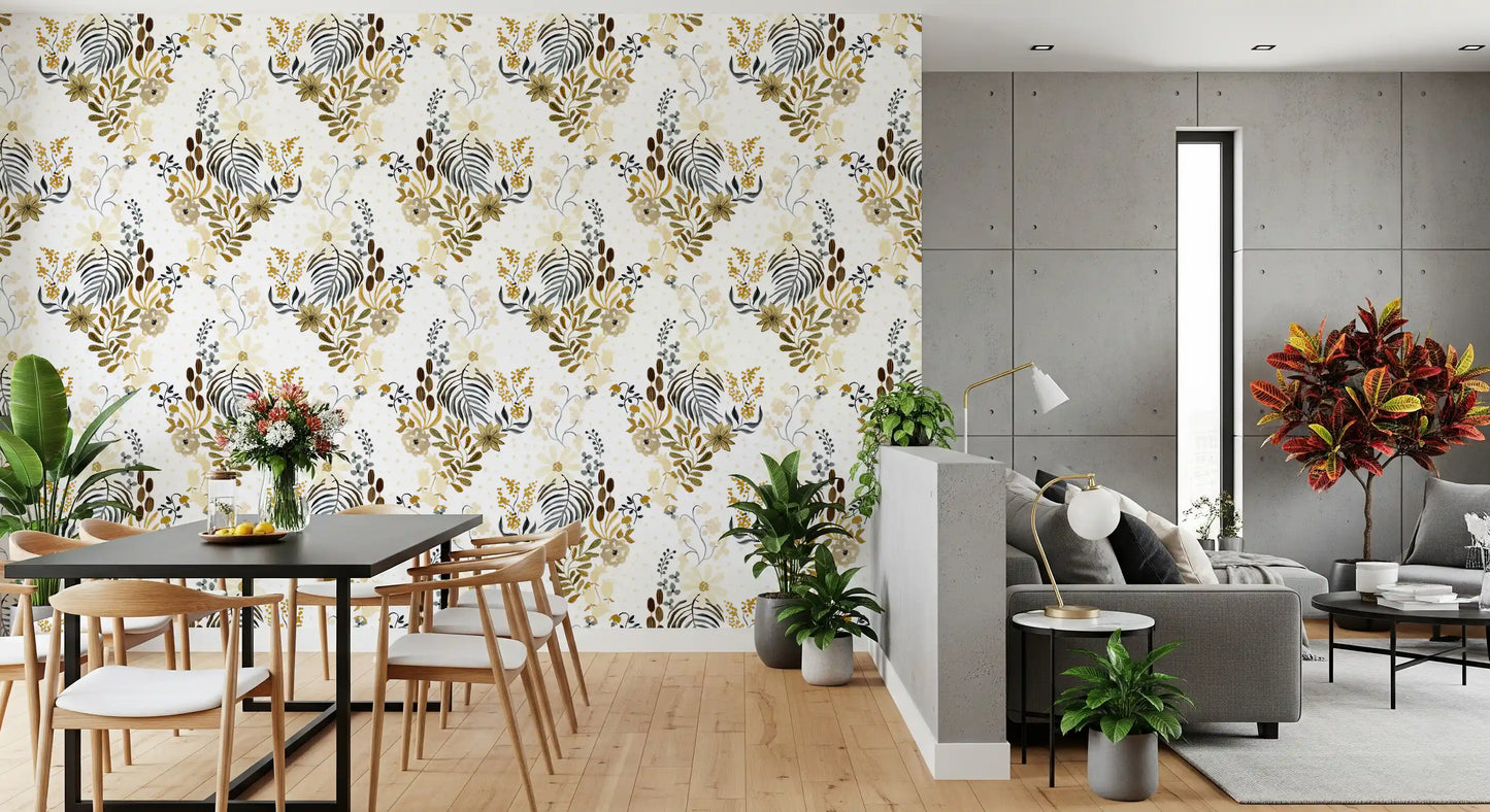Rustic Earthy Botanical Field Wallpaper⁠