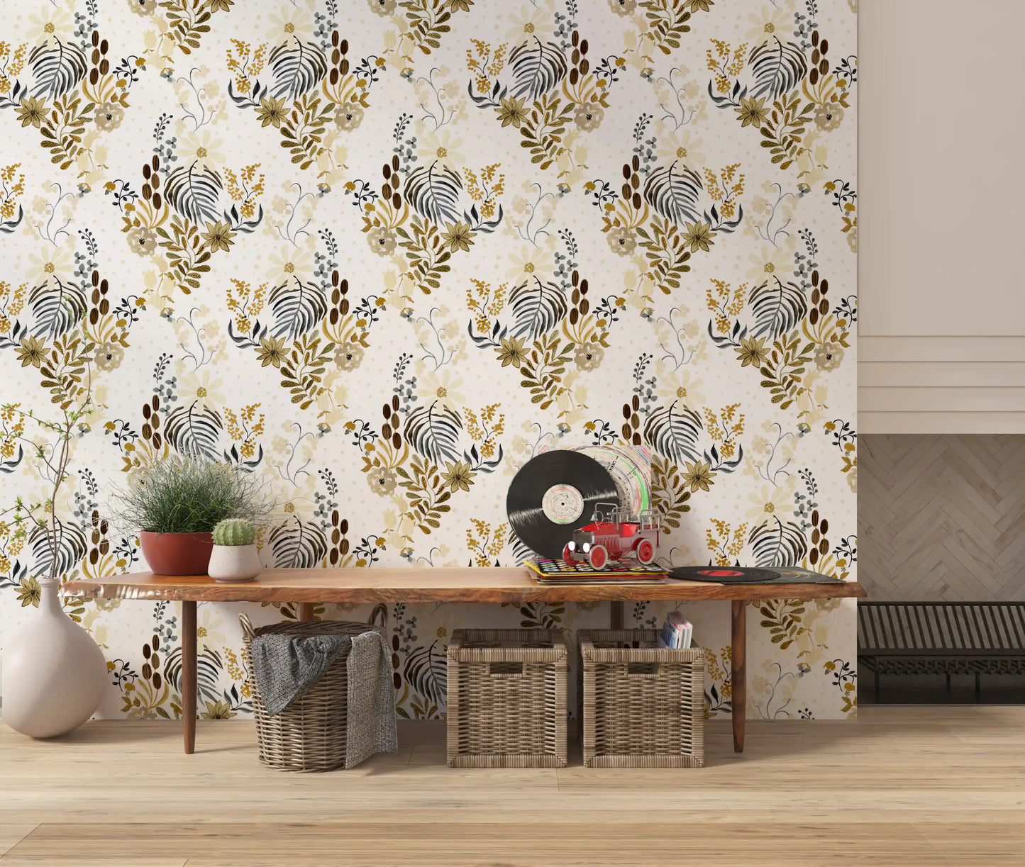Rustic Earthy Botanical Field Wallpaper⁠
