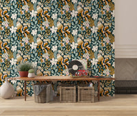 Retro Earthy Floral Bloom Wallpaper⁠