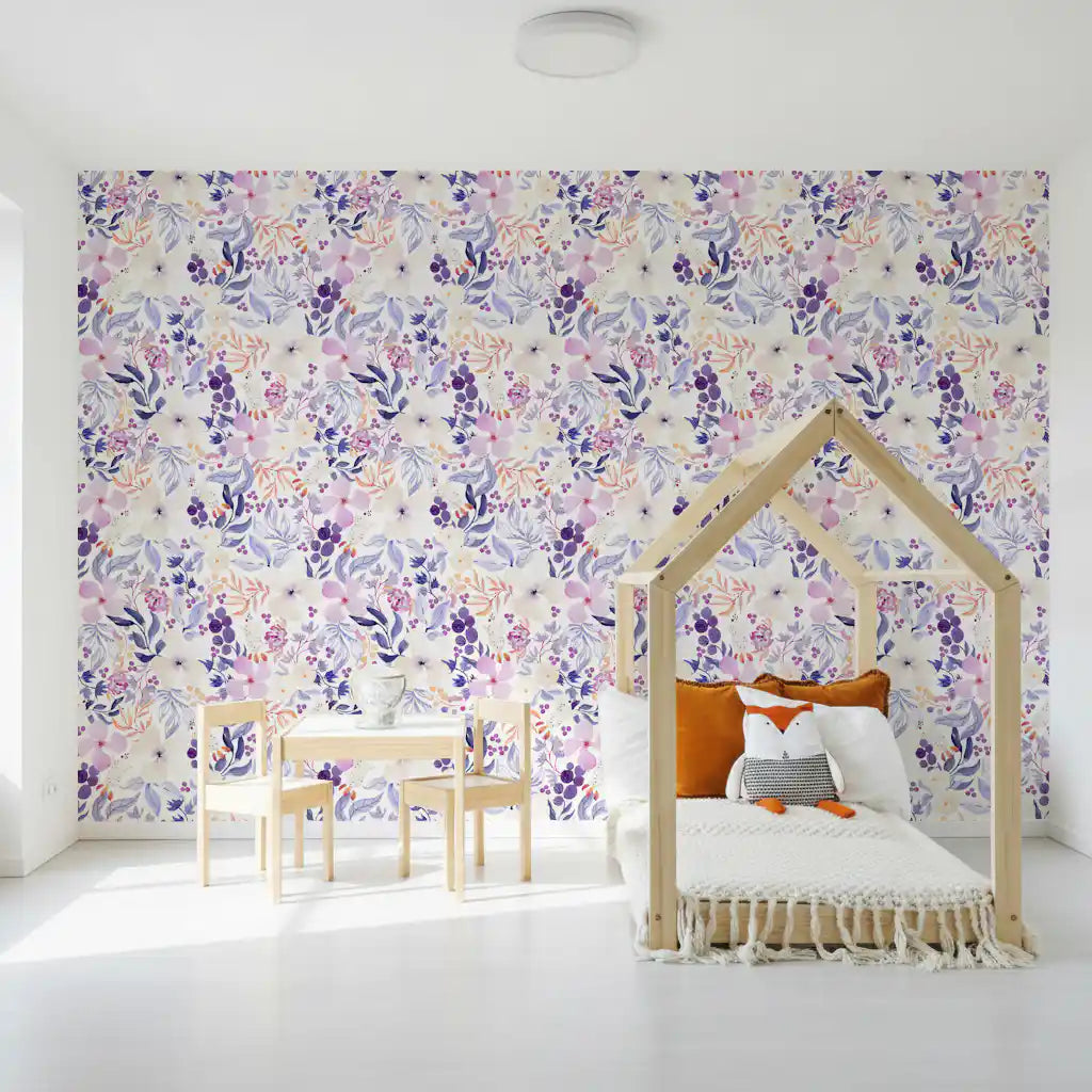 Lavender Bloom Watercolor Garden Wallpaper⁠