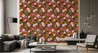 Vivid Hand-Painted Garden Wallpaper⁠
