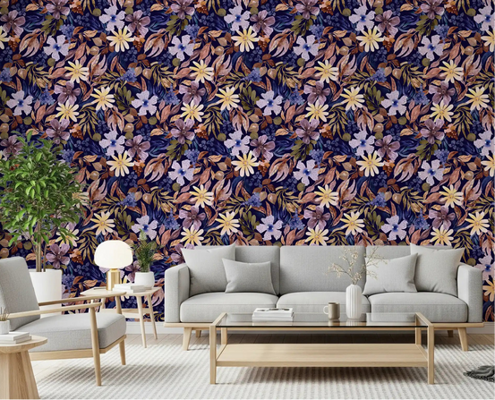 Vintage Garden Impressionism wallpaper set behind a restful Living room GD12025