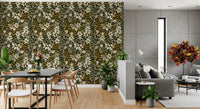 Rustic Cream and Sage Leaf Illustration Wallpaper⁠