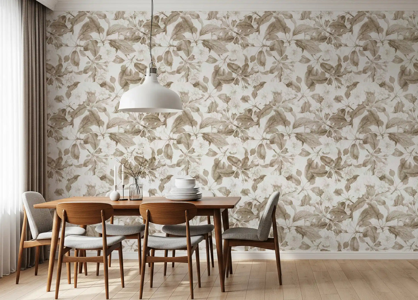 Vintage Botanical Sepia Bloom Wallpaper⁠