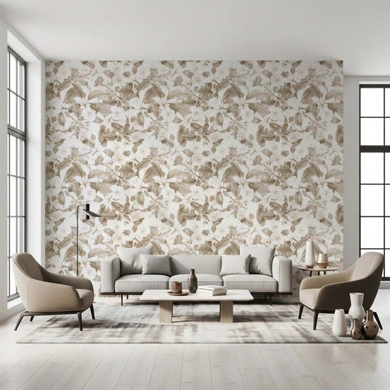 Vintage Botanical Sepia Bloom Wallpaper⁠