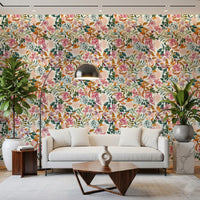 Autumn Garden Watercolor Florals Wallpaper⁠