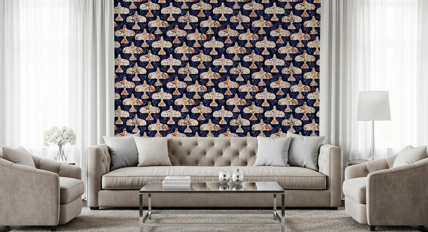 Enchanted Bird Garden Motif Wallpaper⁠