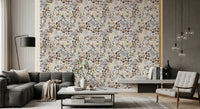 Rustic Sepia Floral Field Wallpaper⁠
