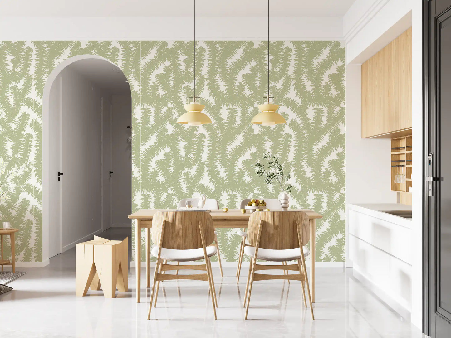 Minimalist Sage Leaf Pattern Wallpaper⁠
