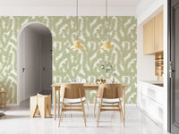 Minimalist Sage Leaf Pattern Wallpaper⁠