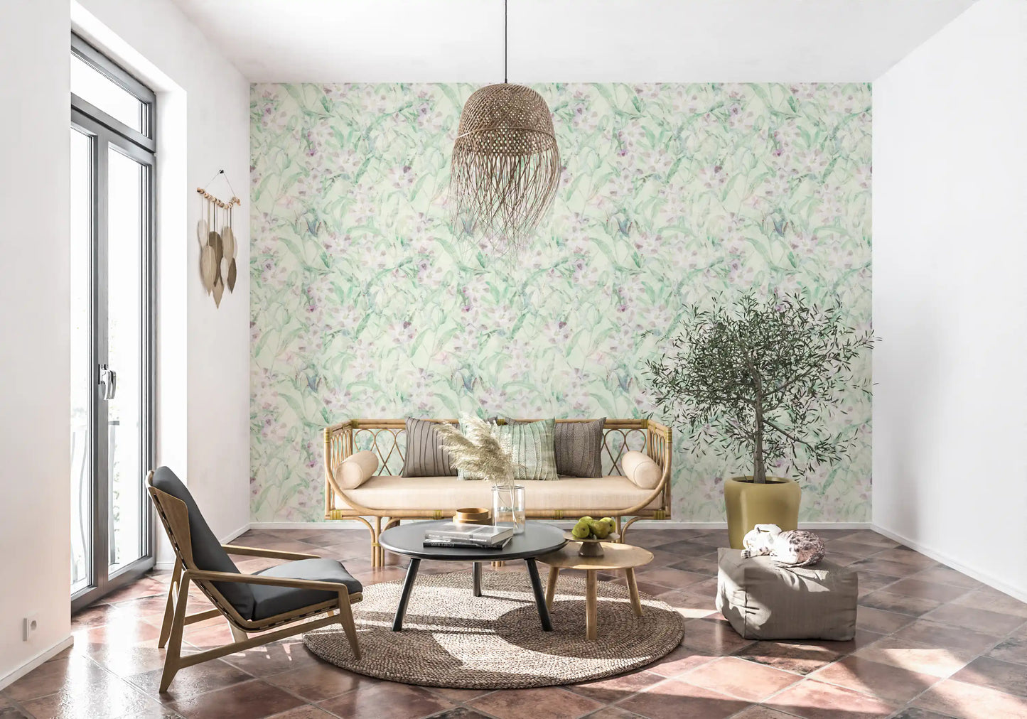 Soft Sage Botanical Garden Wallpaper⁠