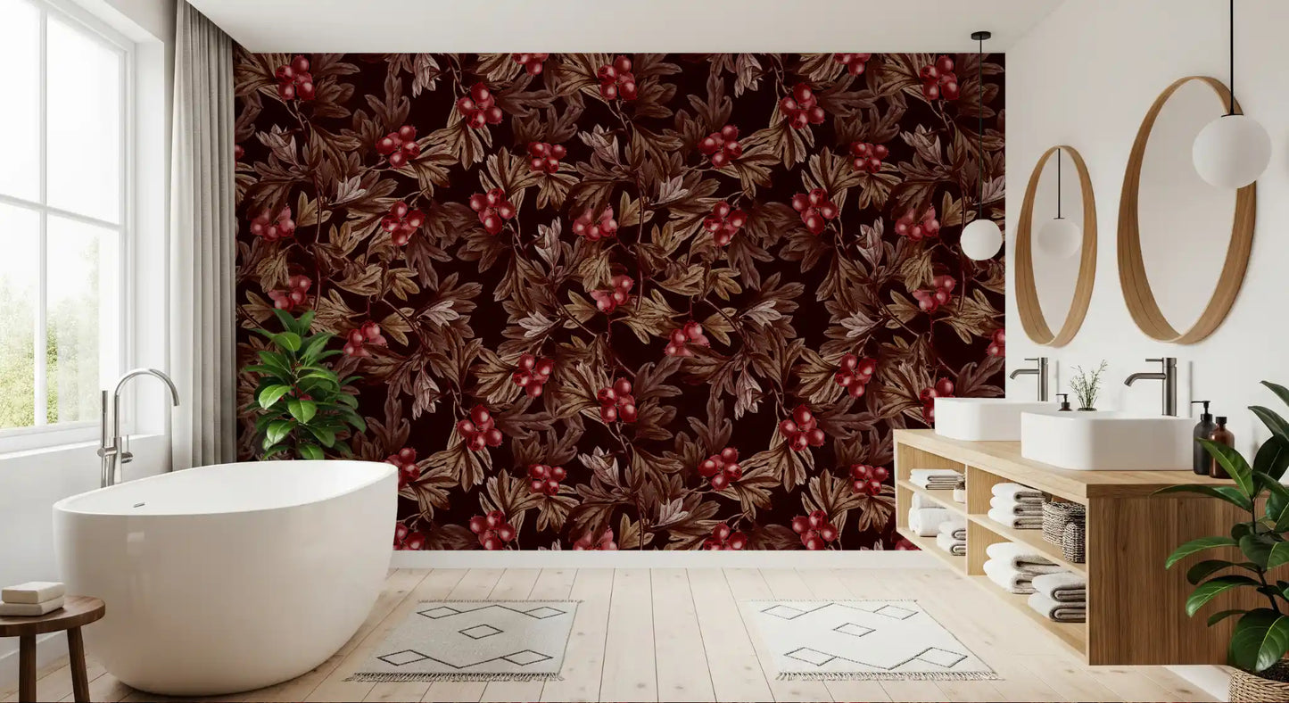 Autumnal Berry Harvest Illustration Wallpaper⁠