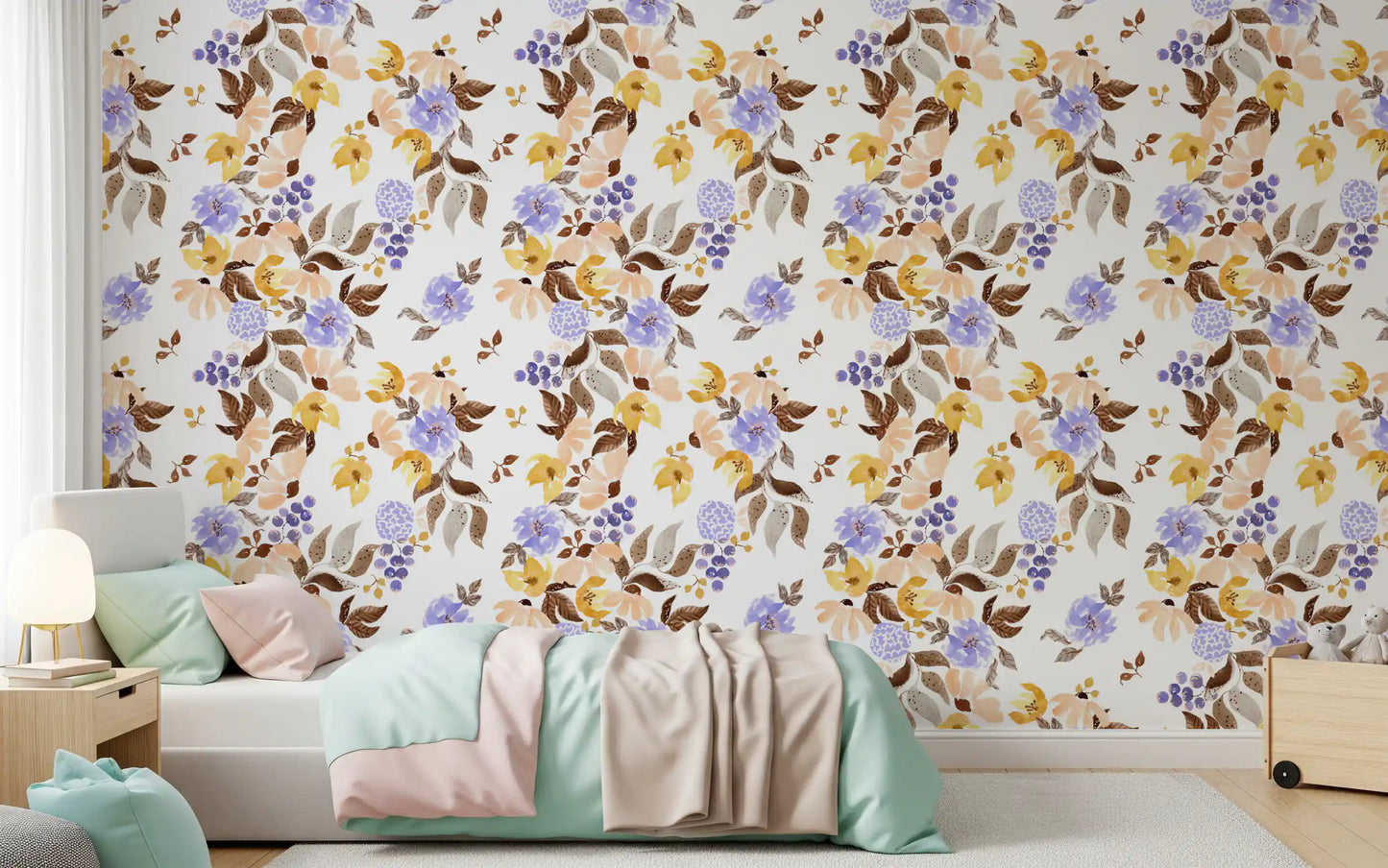 Watercolor Meadow Floral Sprays Wallpaper⁠