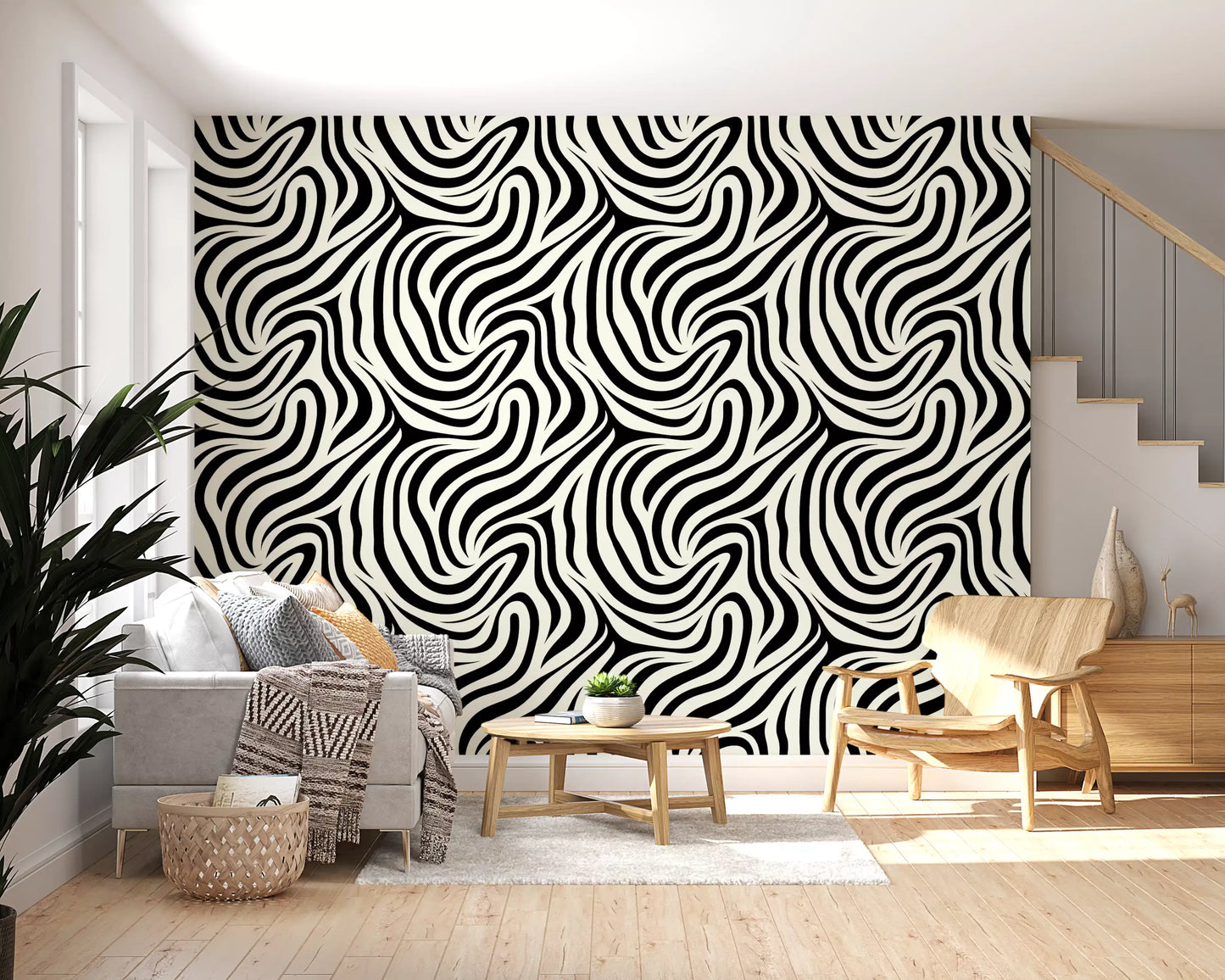 Fluid Zebra Stripe Pattern Wallpaper⁠