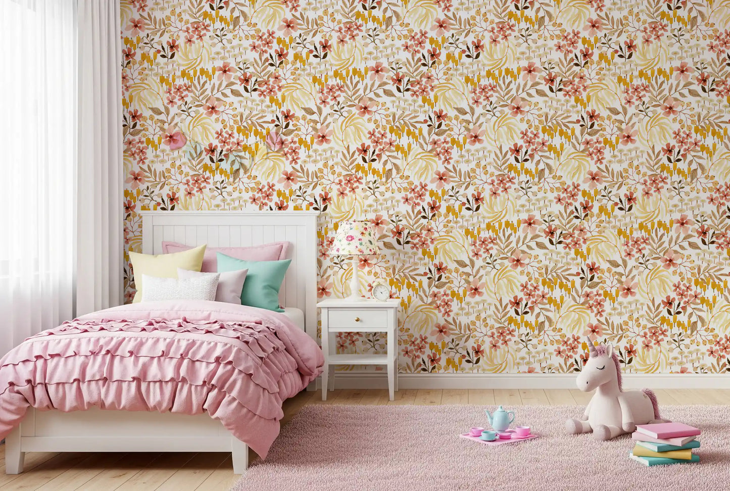 Rustic Earthy Flora Pattern Wallpaper⁠