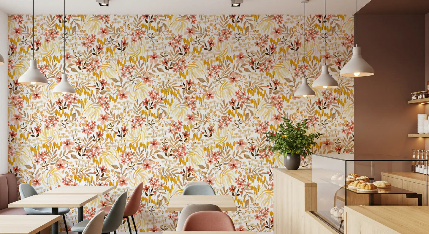 Rustic Earthy Flora Pattern Wallpaper⁠