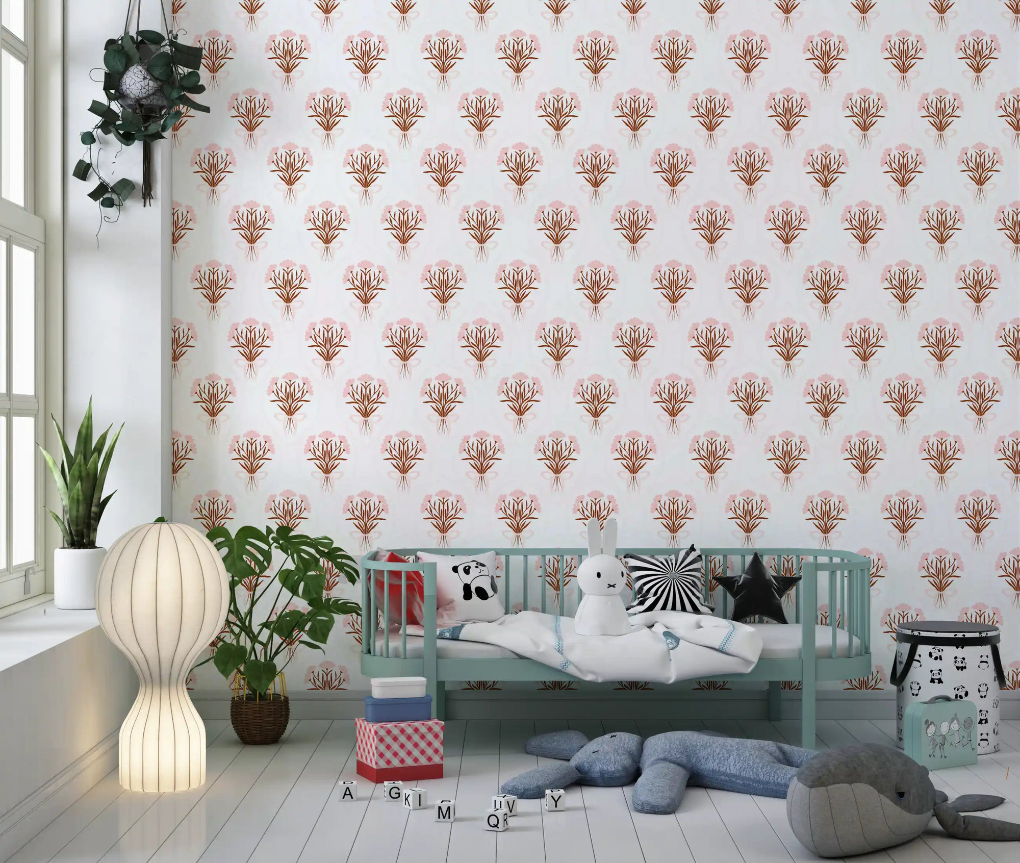 Ribboned Blossom Bouquet wallpaper warming a gentle nursery GD12063