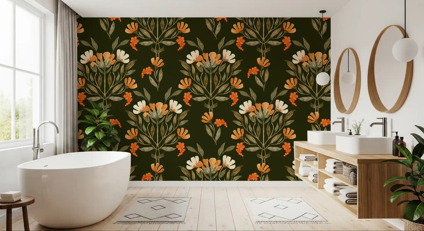 Autumnal Meadow Trail Pattern Wallpaper⁠