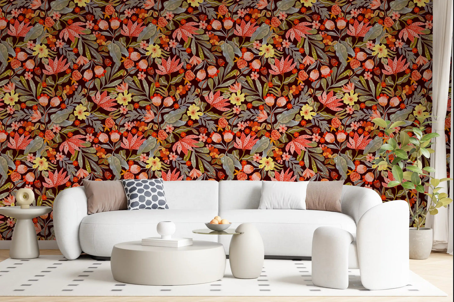 Whimsical Meadow Flora Repeat Wallpaper⁠