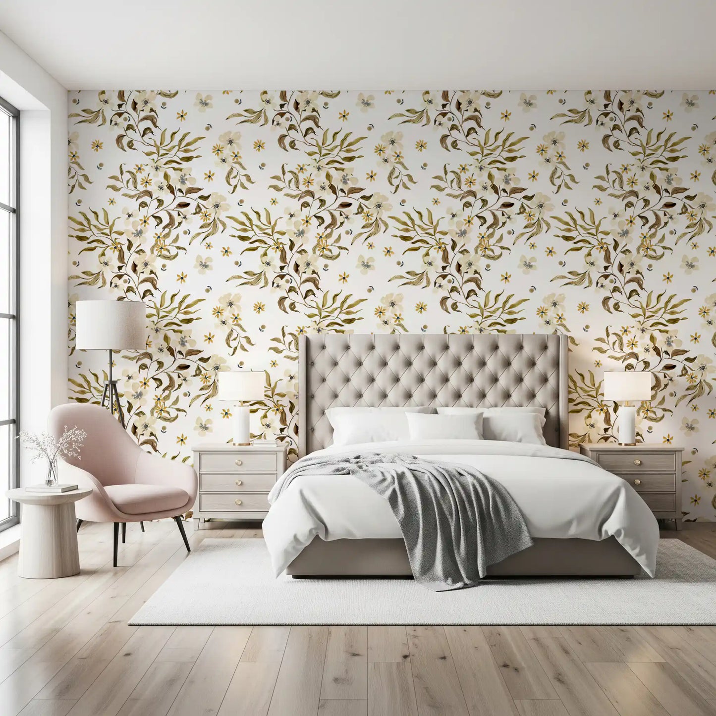 Rustic Earthy Botanical Vines Wallpaper⁠