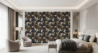 Dark Botanical Floral Illustration Wallpaper⁠