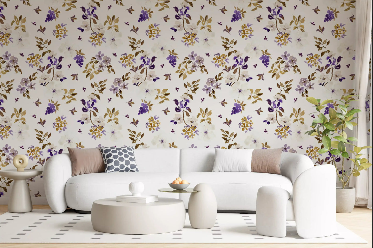 Violet and Gold Botanical Trails Wallpaper⁠