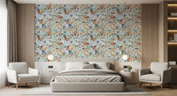 Soft Sage and Blue Meadow Pattern Wallpaper⁠