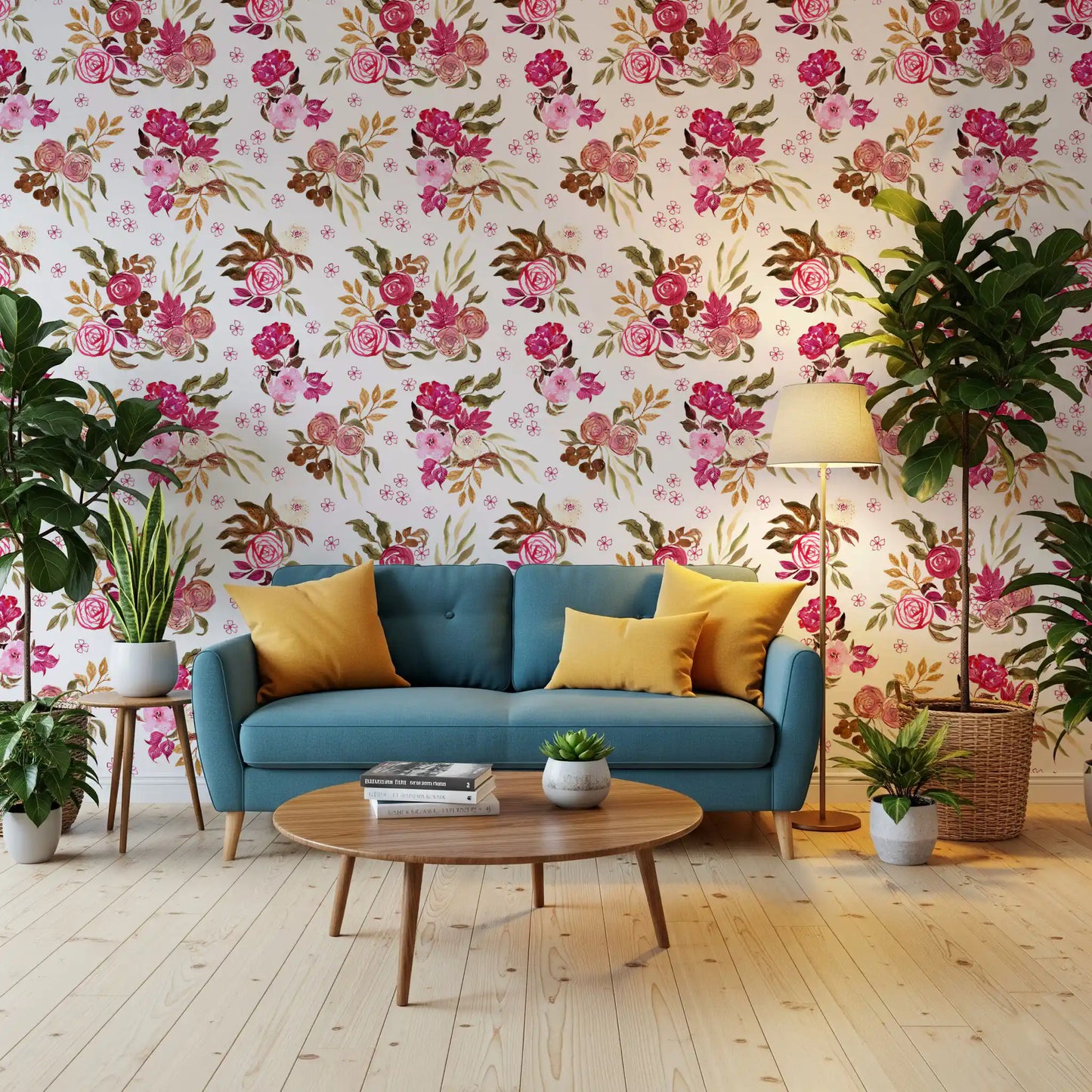 Crimson Rose Watercolor Bouquet Wallpaper⁠