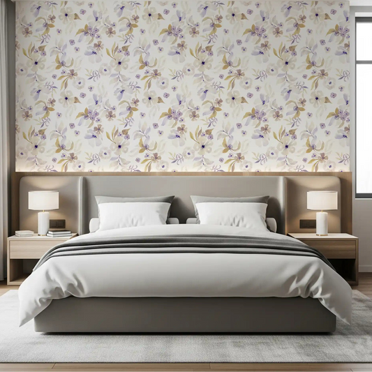 Bedroom calm set by watercolour florals in the Petal Bloom wallpaper GD12088
