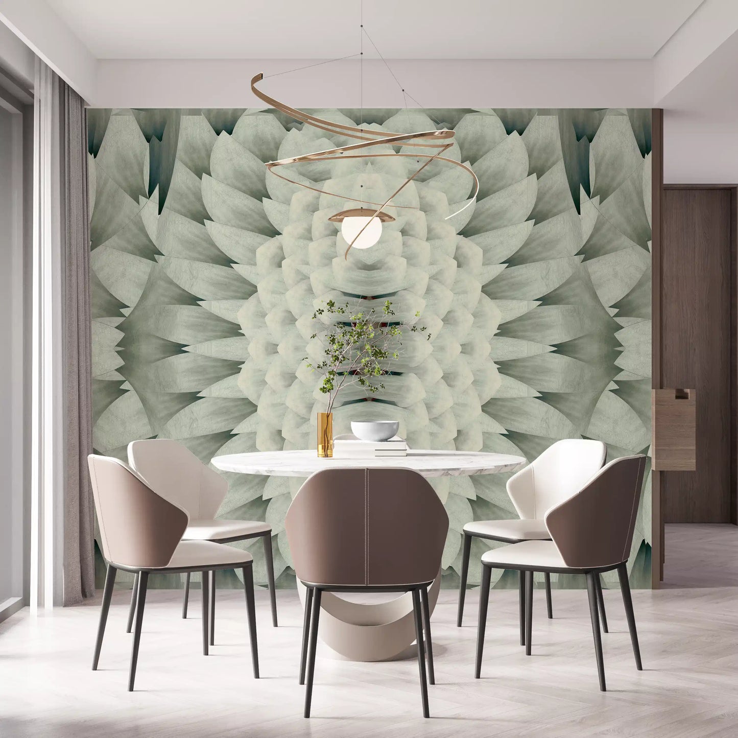Monochromatic Sculptural Geometric Flower - GARDENIA Wall Mural