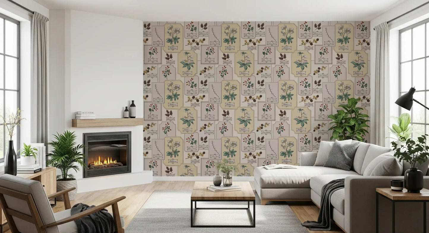 Botanical Winter Specimen Herbarium Wallpaper⁠
