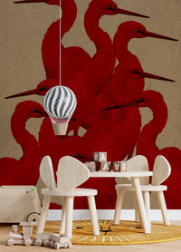 Minimalist Scarlet Flock Wall Mural