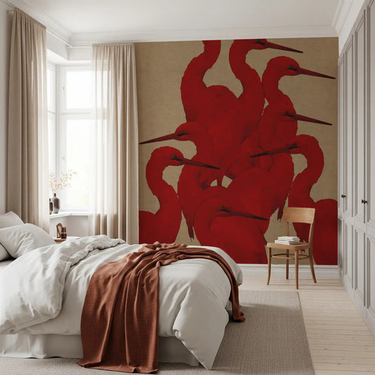 Minimalist Scarlet Flock Wall Mural