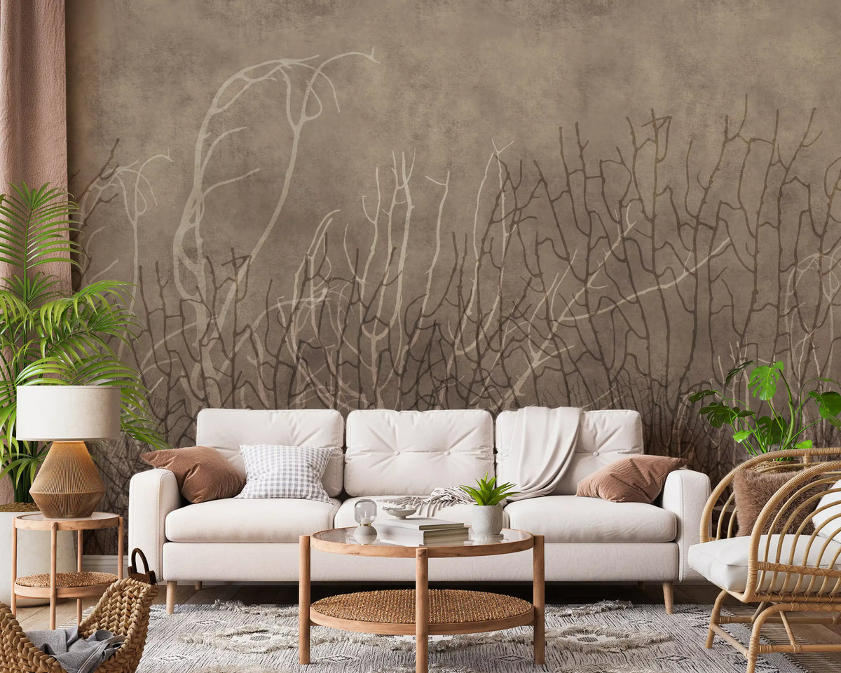 Sea Fans wall mural spreading fine branches through a living room GD12099