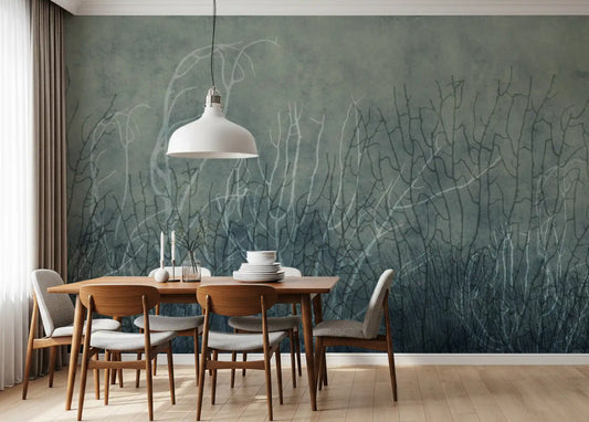 Sea Fans Deep Lake wall mural spreads misty coral behind a dining room GD12100