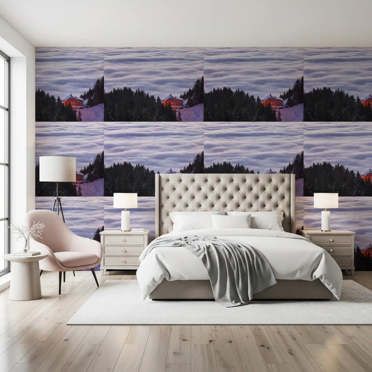 Alpine Chalet Above the Clouds Wallpaper⁠