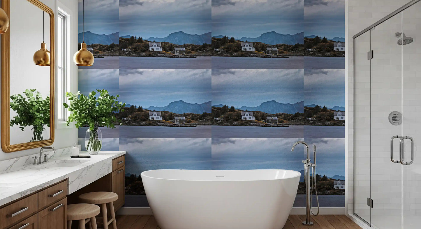 Scandinavian Mountain Fjord Haven Wallpaper⁠