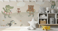 Playful Ocean Friends Illustration Wall Mural