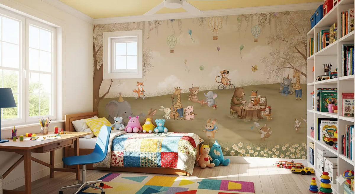 Kids' room playful with the forest friends wall mural GD12155
