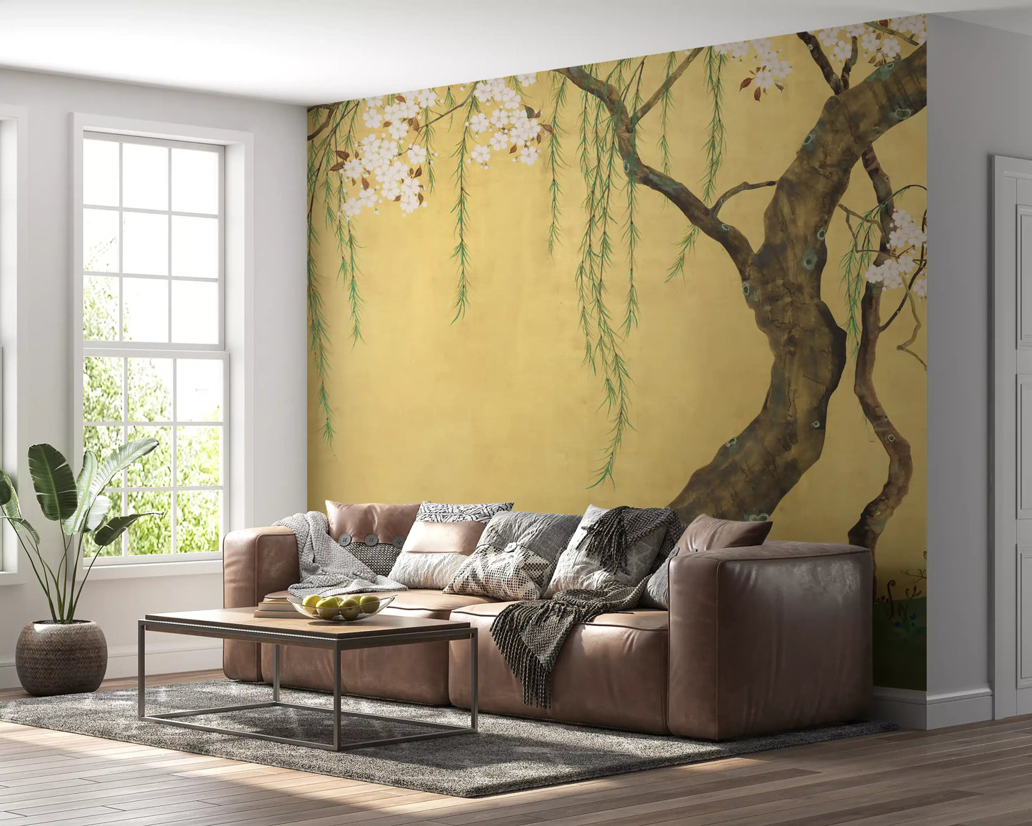 Oriental Willow and Blossom Garden Wall Mural