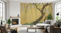 Oriental Willow and Blossom Garden Wall Mural